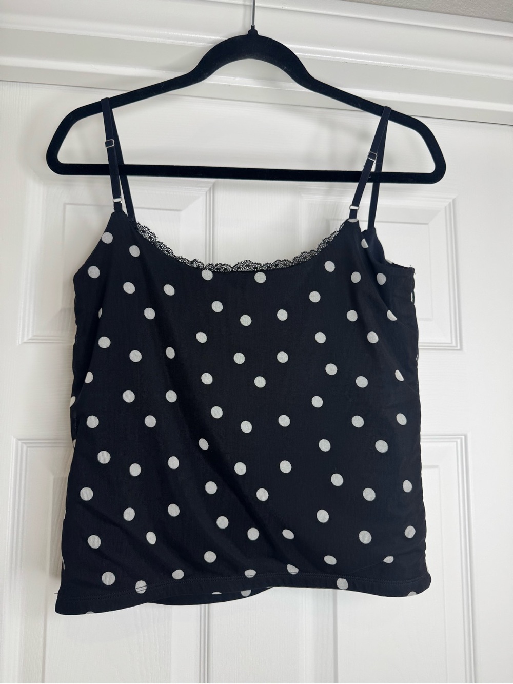 Abercrombie & Fitch Black Polka Dot Lace-Trim Cami Bra Free Collection 90s - Picture 4 of 5